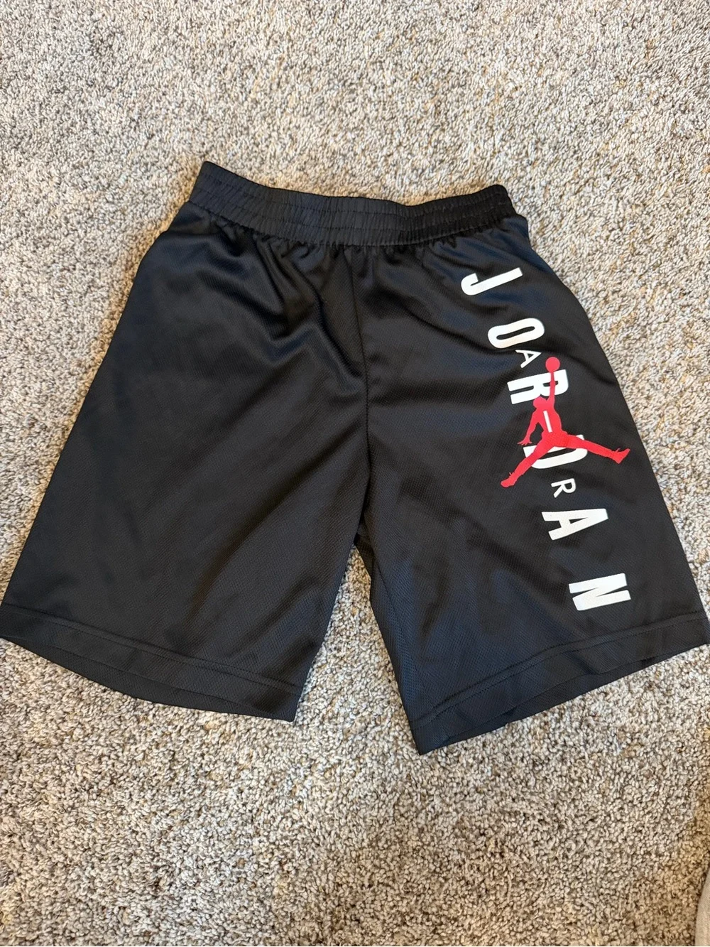 Jordan Black Shorts with Red Jumpman and White Lettering
